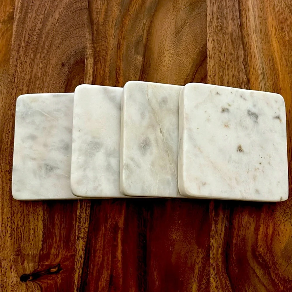 Square White Marble Coasters
